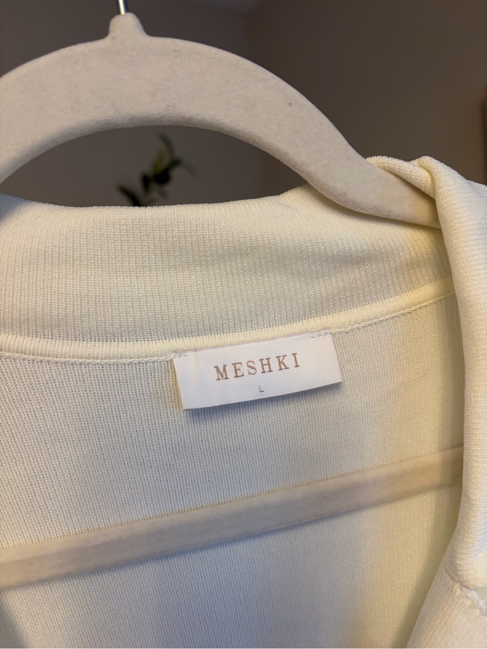 Meshki Pearson Cream Button-Front Short Sleeve Midi Dress - Picture 3 of 4
